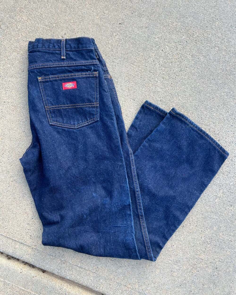 Vintage Dickies Dark Wash Heavyweight Relaxed Fit Denim Work Jeans 34x32